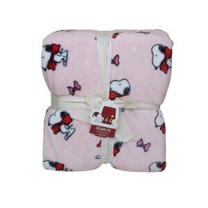Peanuts Snoopy King Plush Blanket 108"x90" By Berkshire Pink Plush Polyester